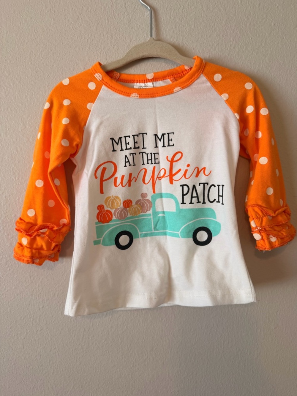 Baby Pumpkin Patch Graphic Raglan Top - Orange & White